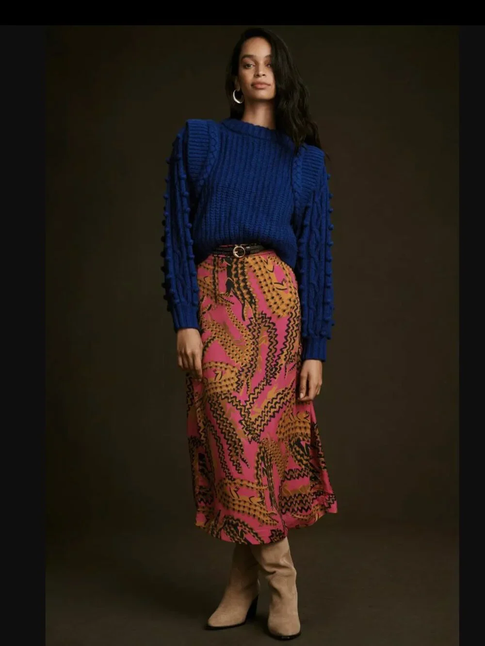 Farm Rio Women's Crocodile-print Satin Midi-skirt size S